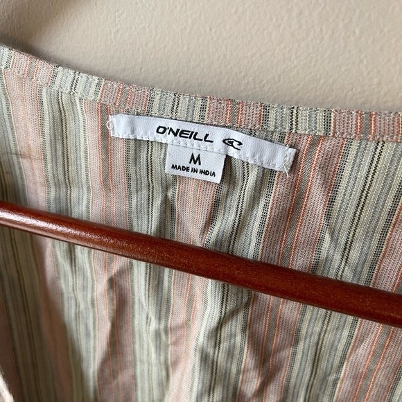 O’Neill Maurie Wrap Mini Dress Striped V Neck New Tags Medium - Picture 3 of 4